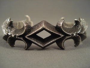 Important Aaron Anderson Native American Jewelry Silver Diamonds Sterling Cuff Bracelet-Nativo Arts