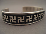 Important Aaron Anderson Navajo Whirling Logs Native American Jewelry Silver Tufa Casted Bracelet-Nativo Arts