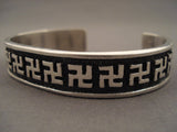 Important Aaron Anderson Navajo Whirling Logs Native American Jewelry Silver Tufa Casted Bracelet-Nativo Arts