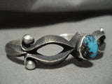 Important Aaron Anderson Turquoise Native American Jewelry Silver Tufa Cast Bracelet-Nativo Arts