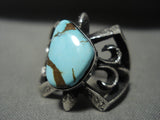 Important Aaron Anderson Turquoise Tufa Casted Native American Jewelry Silver Ring-Nativo Arts
