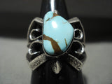 Important Aaron Anderson Turquoise Tufa Casted Native American Jewelry Silver Ring-Nativo Arts