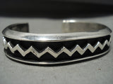 Important Aaron Anderson 'Zig Zag' Tufa Cast Native American Jewelry Silver Thick Bracelet-Nativo Arts