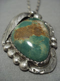 Important Adakai Vintage Native American Jewelry Navajo Sterling Silver Royston Turquoise Necklace Old-Nativo Arts