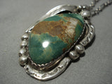 Important Adakai Vintage Native American Jewelry Navajo Sterling Silver Royston Turquoise Necklace Old-Nativo Arts