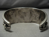 Important Al Kee Vintage Native American Navajo Turquoise Sterling Silver Buffalo Bracelet Old-Nativo Arts
