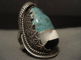 Important And Biggest Vintage Navajo Clark And Irene Clark Turquoise Native American Jewelry Silver Ring-Nativo Arts