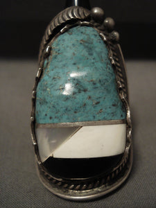 Important And Biggest Vintage Navajo Clark And Irene Clark Turquoise Native American Jewelry Silver Ring-Nativo Arts