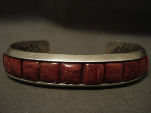 Important And Famous Vintage Navajo Ray Adakai Spiny Oyster Native American Jewelry Silver Bracelet-Nativo Arts