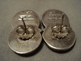 Important And Huge Vintage Navajo Orville Tsinnie Shell Native American Jewelry Silver Earrings-Nativo Arts