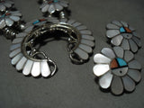 Important Ashberry Gasper Vintage Zuni Turquoise Native American Jewelry Silver Squash Blossom Necklace-Nativo Arts