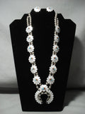 Important Ashberry Gasper Vintage Zuni Turquoise Native American Jewelry Silver Squash Blossom Necklace-Nativo Arts