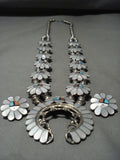 Important Ashberry Gasper Vintage Zuni Turquoise Native American Jewelry Silver Squash Blossom Necklace-Nativo Arts