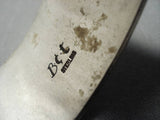Important Authentic Vintage Native American Navajo Sterling Silver Becenti Bracelet Old-Nativo Arts
