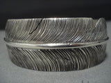Important Ben Begaye Native American Jewelry Navajo Sterling Silver Feather Bracelet Cuff-Nativo Arts