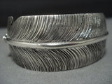 Important Ben Begaye Native American Jewelry Navajo Sterling Silver Feather Bracelet Cuff-Nativo Arts