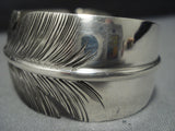 Important Ben Begaye Native American Jewelry Navajo Sterling Silver Feather Bracelet Cuff-Nativo Arts