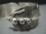 Important Ben Begaye Native American Jewelry Navajo Sterling Silver Feather Bracelet Cuff-Nativo Arts