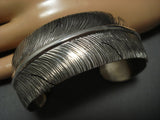 Important Ben Begaye Native American Jewelry Navajo Sterling Silver Feather Bracelet Cuff-Nativo Arts