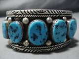 Important Ben Yazzie Turquoise Sterling Silver Vintage Native American Jewelry Navajo Bracelet Old Cuff-Nativo Arts