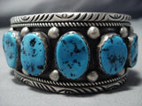 Important Ben Yazzie Turquoise Sterling Silver Vintage Native American Jewelry Navajo Bracelet Old Cuff-Nativo Arts