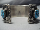 Important Ben Yazzie Turquoise Sterling Silver Vintage Native American Jewelry Navajo Bracelet Old Cuff-Nativo Arts