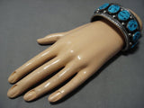 Important Ben Yazzie Turquoise Sterling Silver Vintage Native American Jewelry Navajo Bracelet Old Cuff-Nativo Arts