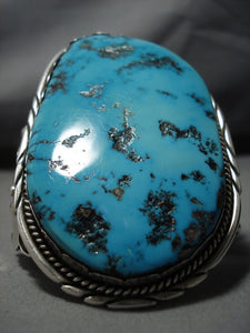 Important Biggest Mcginnis Turquoise Vintage Native American Jewelry Navajo Sterling Silver Bracelet Old-Nativo Arts
