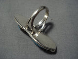 Important Blue Thunder Turquoise Vintage Native American Jewelry Navajo Sterling Silver Ring Old-Nativo Arts