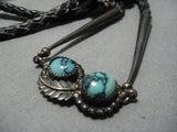 Important Blue Warrior Turquoise Vintage Native American Jewelry Navajo Sterling Silver Bolo Tie Old-Nativo Arts