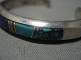 Important Blue Warrior Turquoise Vintage Native American Navajo Sterling Silver Bracelet Old-Nativo Arts