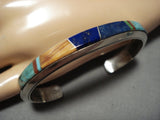 Important Blue Warrior Turquoise Vintage Native American Navajo Sterling Silver Bracelet Old-Nativo Arts