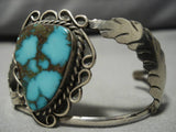 Important Blue Wind Turquoise Vintage Native American Navajo Sterling Silver Bracelet Old-Nativo Arts