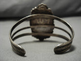 Important Blue Wind Turquoise Vintage Native American Navajo Sterling Silver Bracelet Old-Nativo Arts