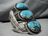 Important Blue Wind Turquoise Vintage Native American Navajo Sterling Silver Bracelet Old Cuff-Nativo Arts