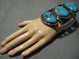 Important Blue Wind Turquoise Vintage Native American Navajo Sterling Silver Bracelet Old Cuff-Nativo Arts