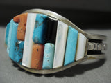 Important 'Charles Loloma Apprentice' Vintage Navajo Turquoise Native American Jewelry Silver Bracelet-Nativo Arts