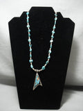 Important Charles Loloma Apprentice Vintage Navajo Turquoise Native American Jewelry Silver Necklace-Nativo Arts