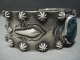 Important Chee Family Vintage Navajo Green Turquoise Sterling Native American Jewelry Silver Bracelet-Nativo Arts