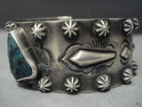 Important Chee Family Vintage Navajo Green Turquoise Sterling Native American Jewelry Silver Bracelet-Nativo Arts