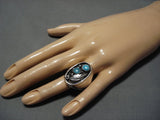 Important Chris Yazzie Vintage Native American Navajo Turquoise Sterling Silver Ring Old-Nativo Arts