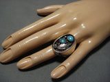 Important Chris Yazzie Vintage Native American Navajo Turquoise Sterling Silver Ring Old-Nativo Arts