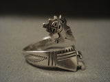 Important Cultural Vintage Navajo *yei* Adjustable Native American Jewelry Silver Ring-Nativo Arts