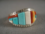 Important David Tune Navajo Turquoise Coral Native American Jewelry Silver Ring-Nativo Arts