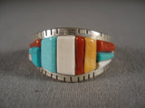 Important David Tune Navajo Turquoise Coral Native American Jewelry Silver Ring-Nativo Arts