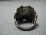 Important Dishta Vintage Native American Jewelry Zuni Turquoise Flower Sterling Silver Ring Old-Nativo Arts