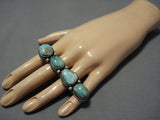 Important Double Finger Royston Turquoise Sterling Silver Vintage Native American Jewelry Navajo Ring-Nativo Arts