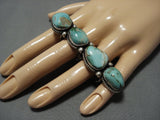 Important Double Finger Royston Turquoise Sterling Silver Vintage Native American Jewelry Navajo Ring-Nativo Arts