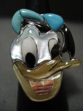 Important Duck Zuni Turquoise Shell Sterling Native American Jewelry Silver Ring-Nativo Arts