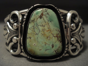 Important *famous Artist* Navajo Herman Vandever Damal Turquoise Native American Jewelry Silver Bracelet-Nativo Arts